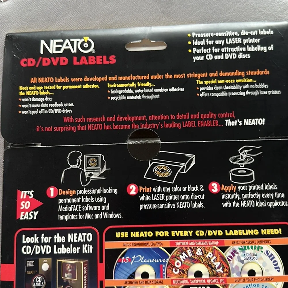 NWT NEATO CD/DVD Premium Metallic Labels